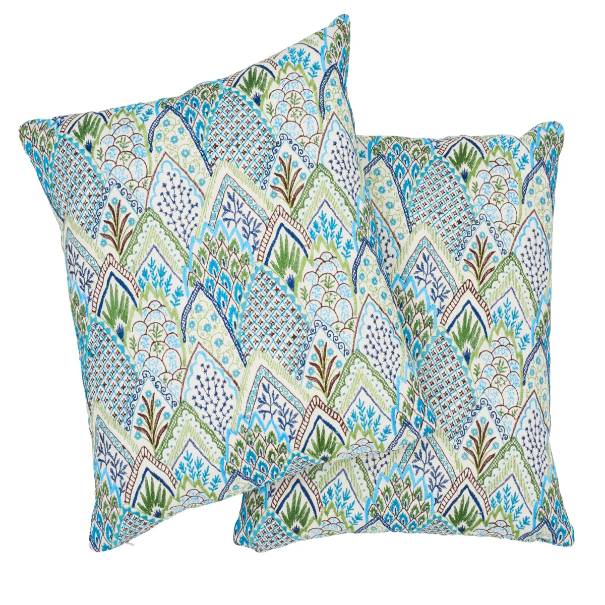 Albizia Embroidery Pillow_ BLUE & GREEN