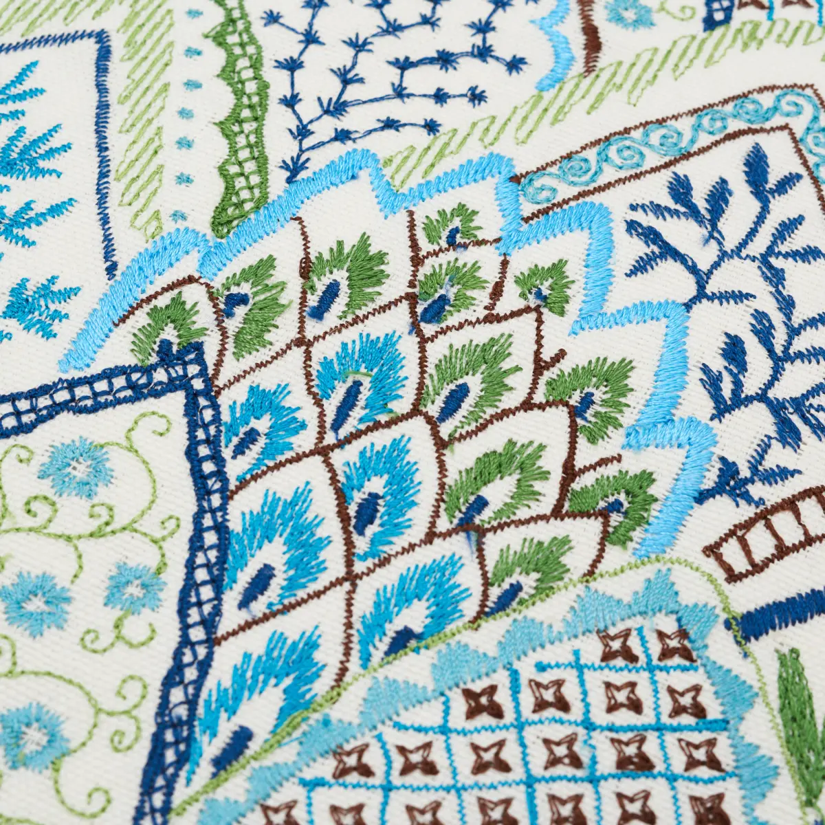 Albizia Embroidery Pillow_ BLUE & GREEN