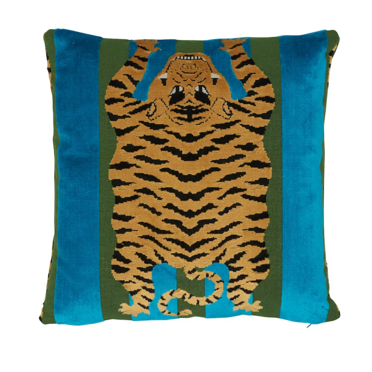 Jokhang Tiger Velvet Pillow_ PEACOCK & OLIVE