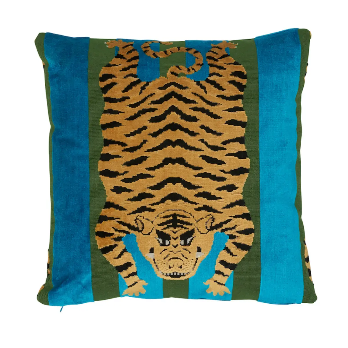 Jokhang Tiger Velvet Pillow_ PEACOCK & OLIVE