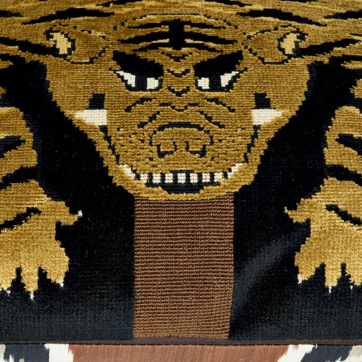 Jokhang Tiger Velvet Pillow_ BROWN & BLACK