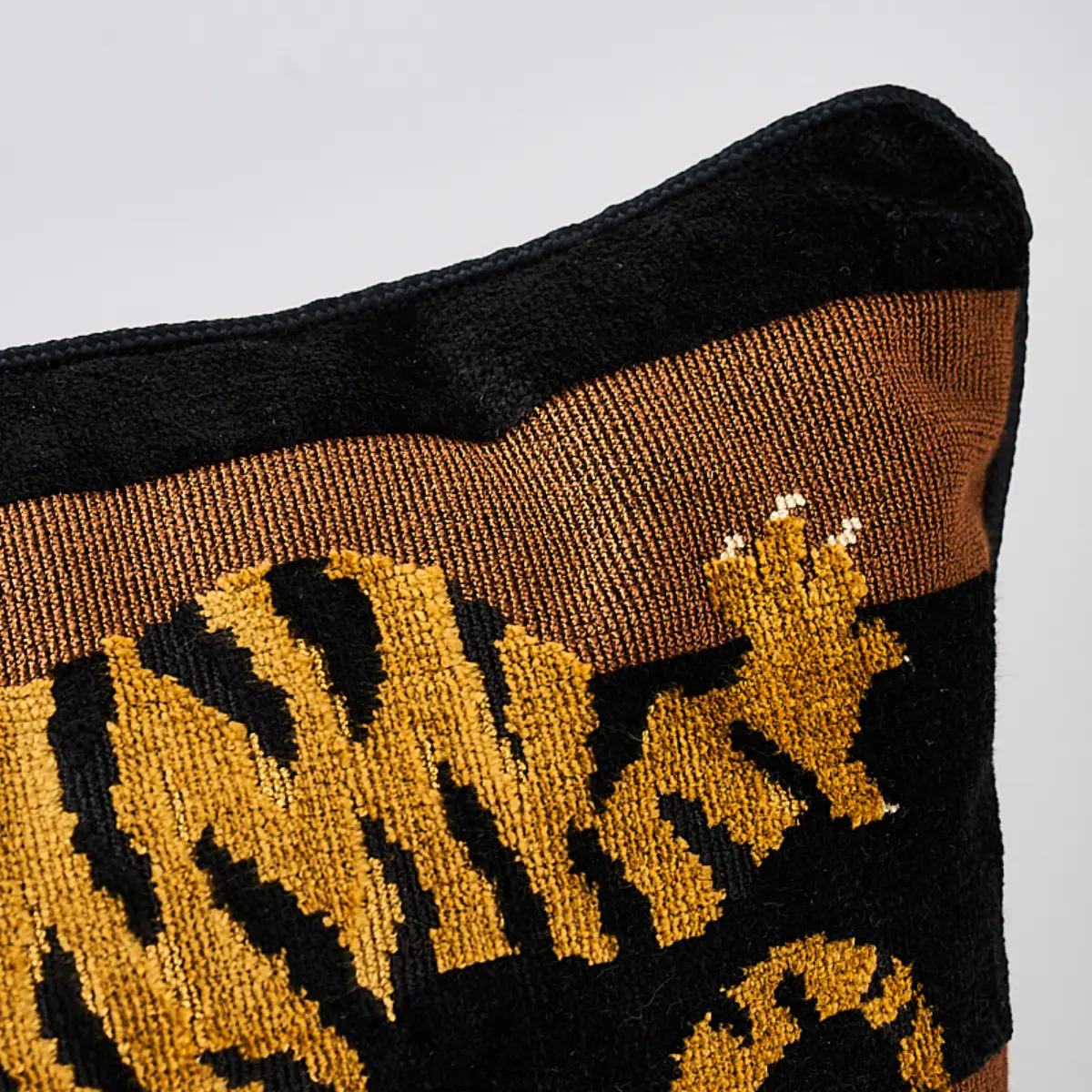 Jokhang Tiger Velvet Pillow_ BROWN & BLACK
