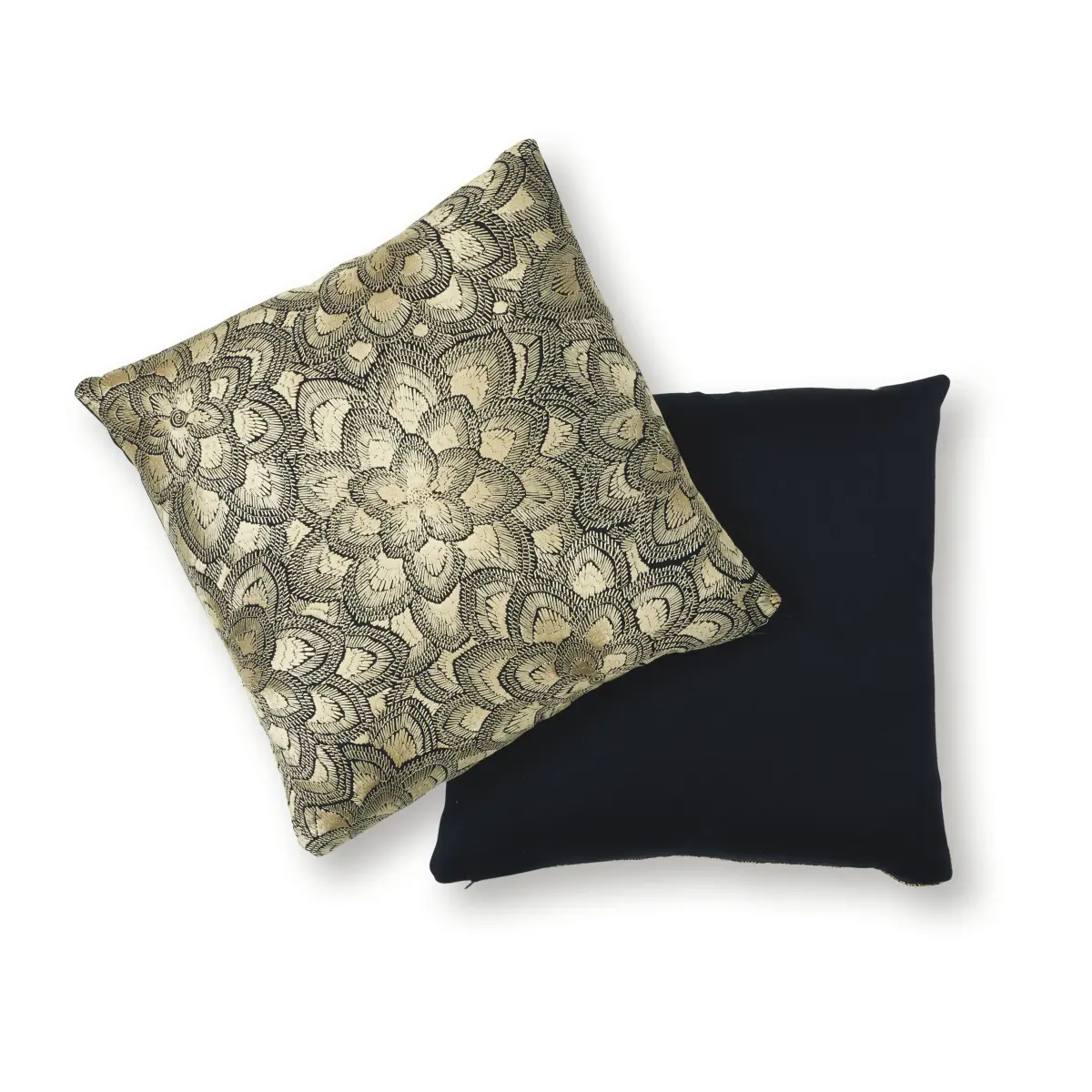 Lotus Embroidery Pillow_ GOLD