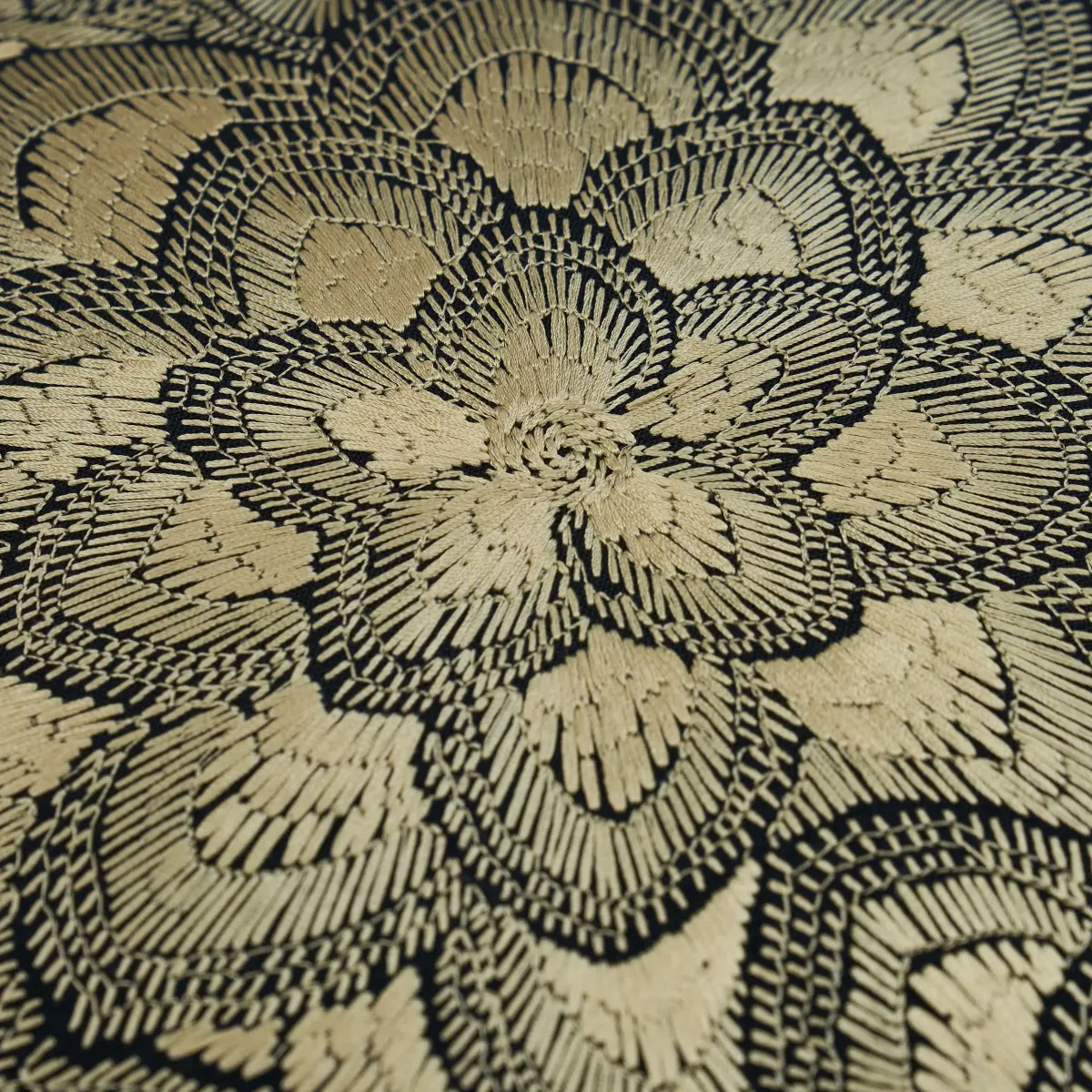 Lotus Embroidery Pillow_ GOLD