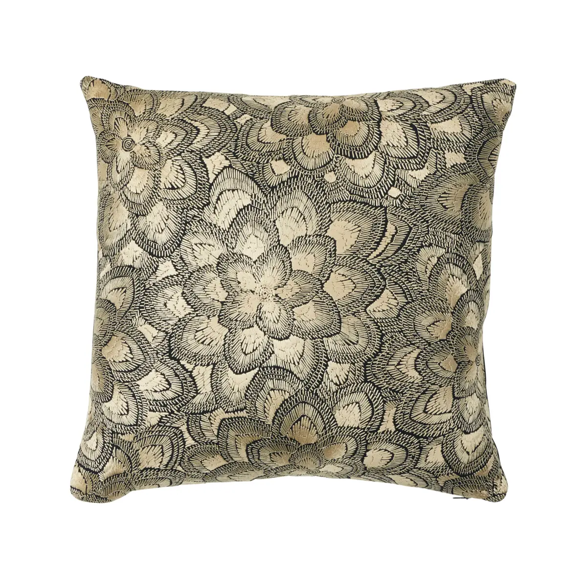 Lotus Embroidery Pillow_ GOLD