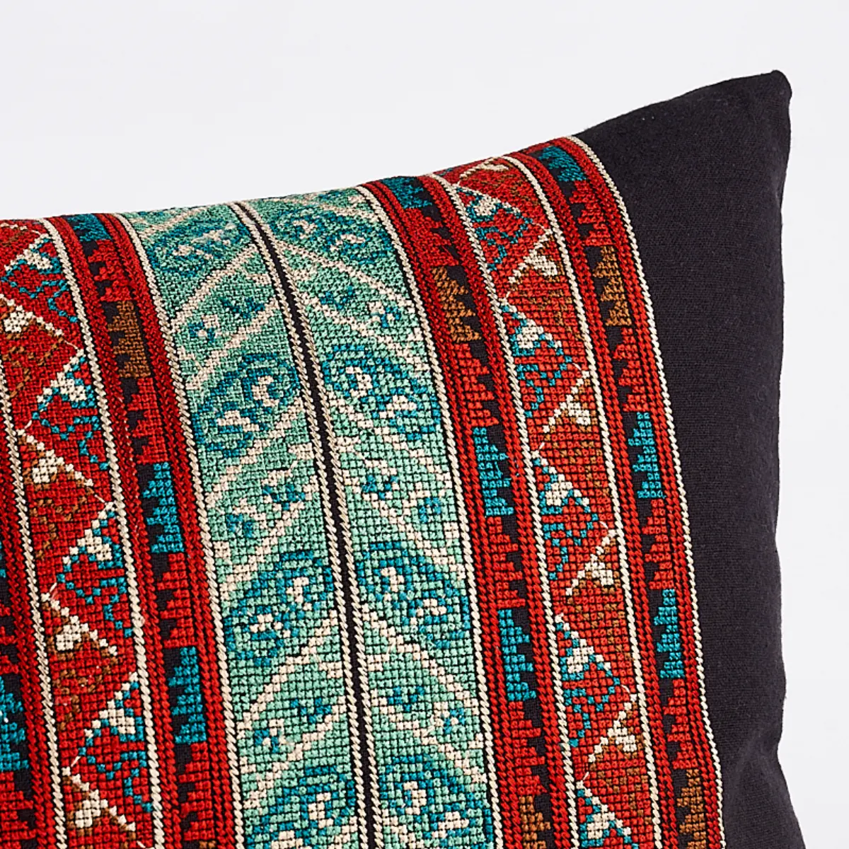 Vinka Embroidery Pillow_ RED & BLACK