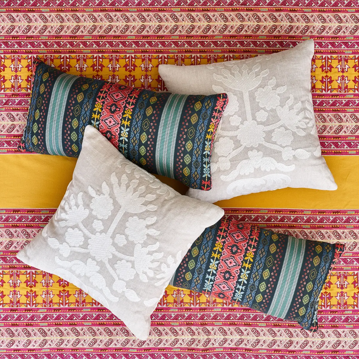 Vinka Embroidery Pillow_ RED & BLACK
