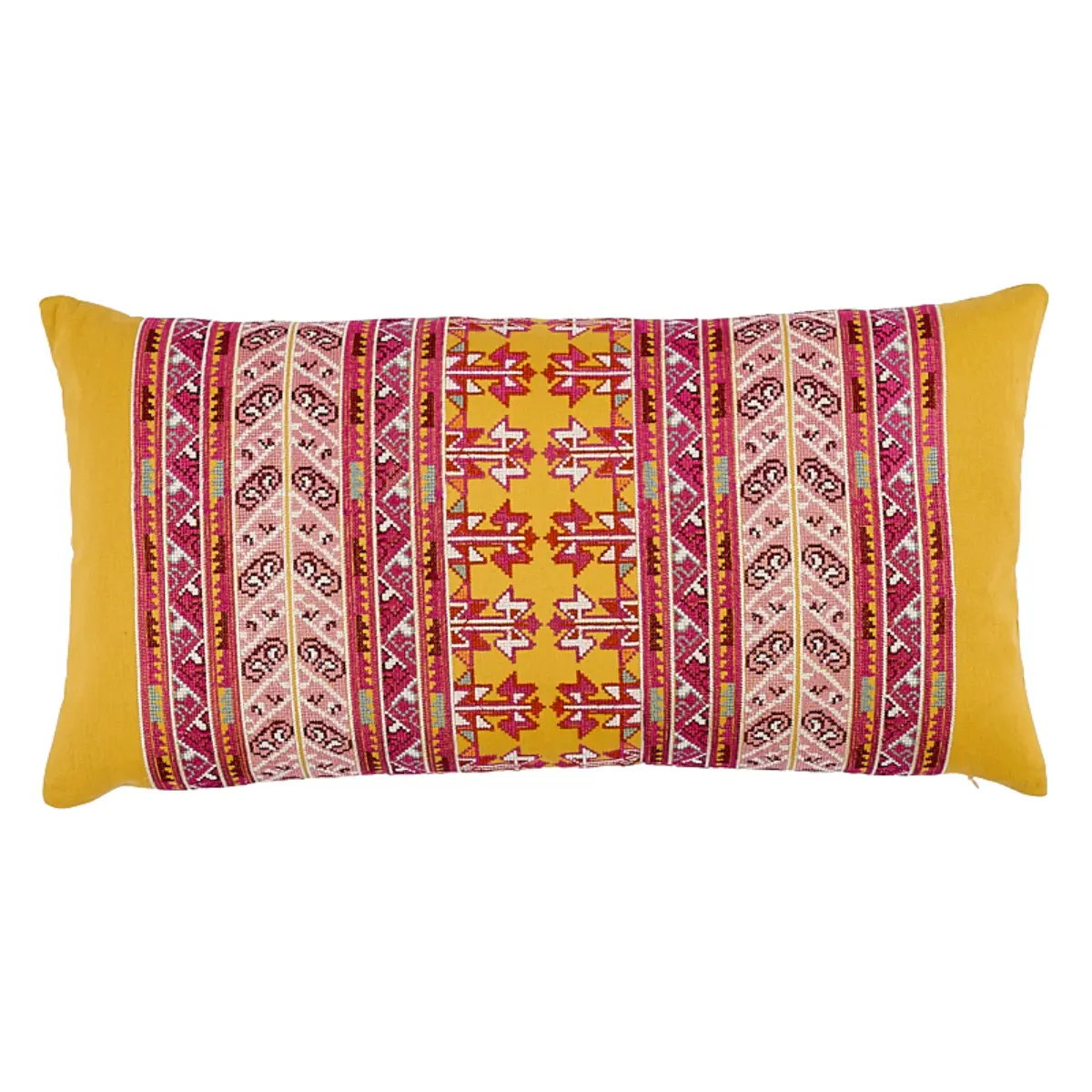 Vinka Embroidery Pillow_ PINK & YELLOW