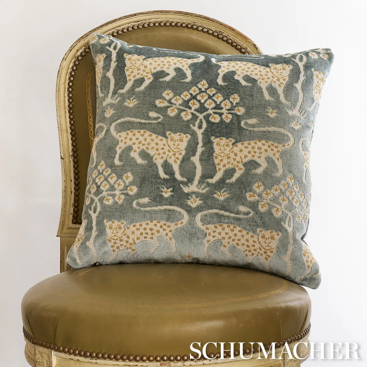 Woodland Leopard Velvet Pillow_ MINERAL