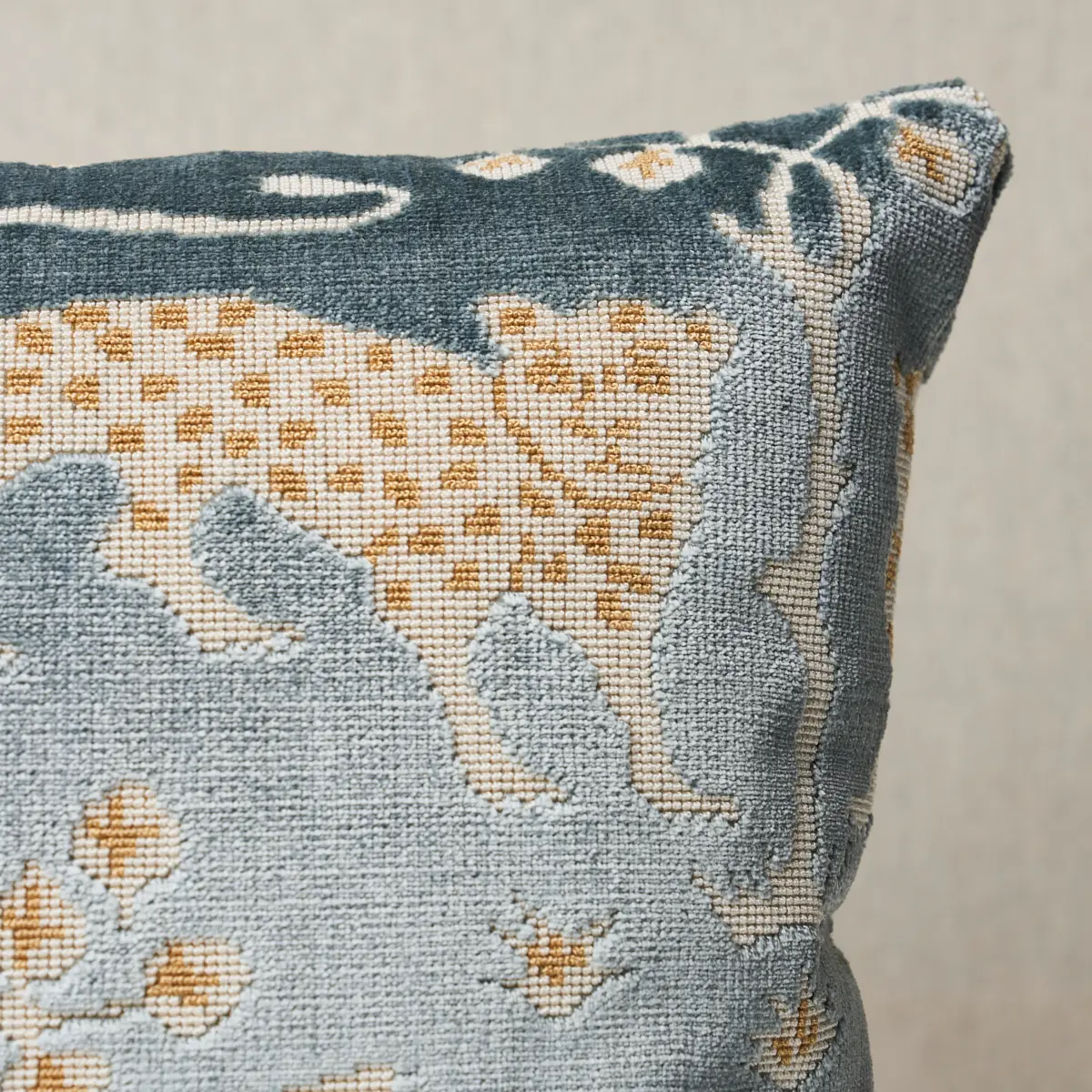 Woodland Leopard Velvet Pillow_ MINERAL