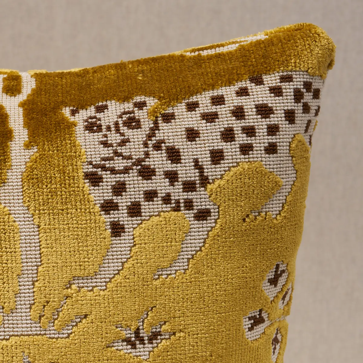 Woodland Leopard Velvet Pillow_ GOLD