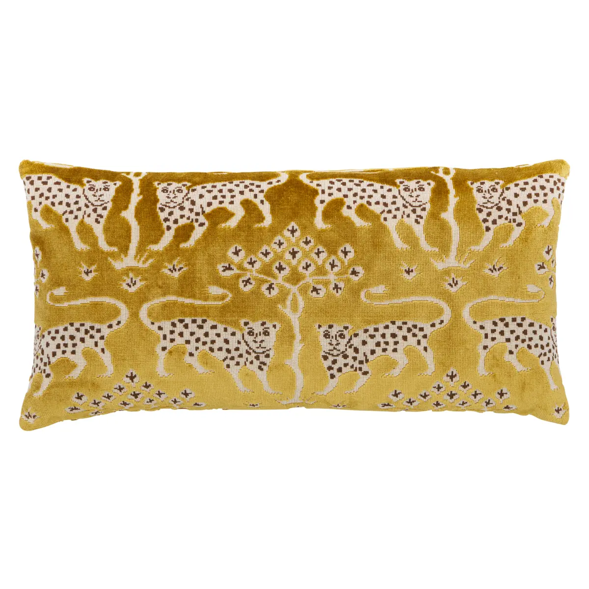 Woodland Leopard Velvet Pillow_ GOLD