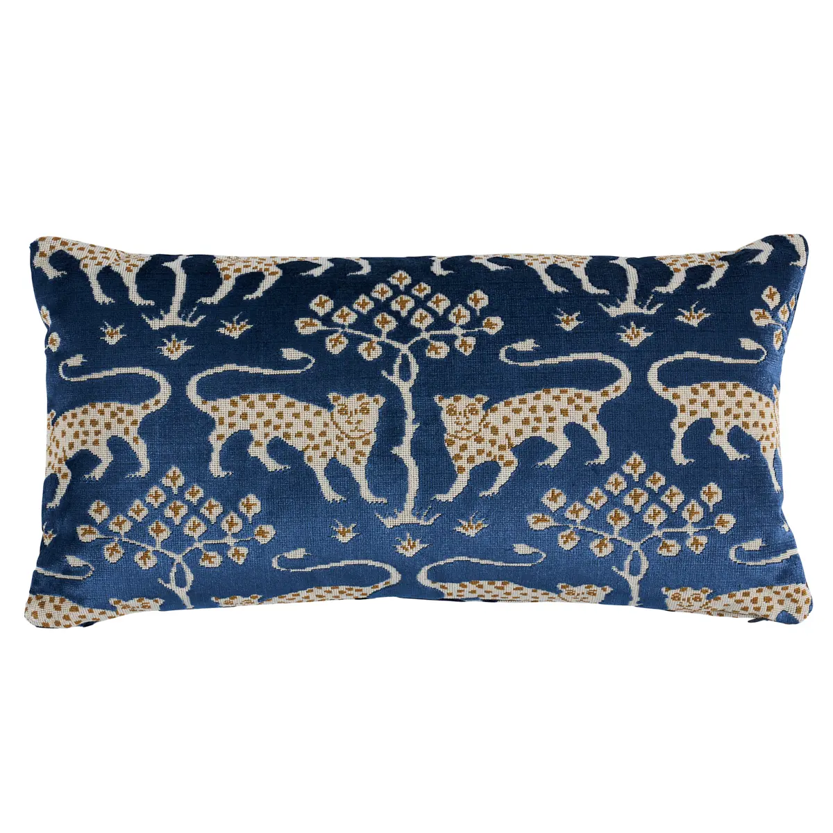 Woodland Leopard Velvet Pillow_ SAPPHIRE