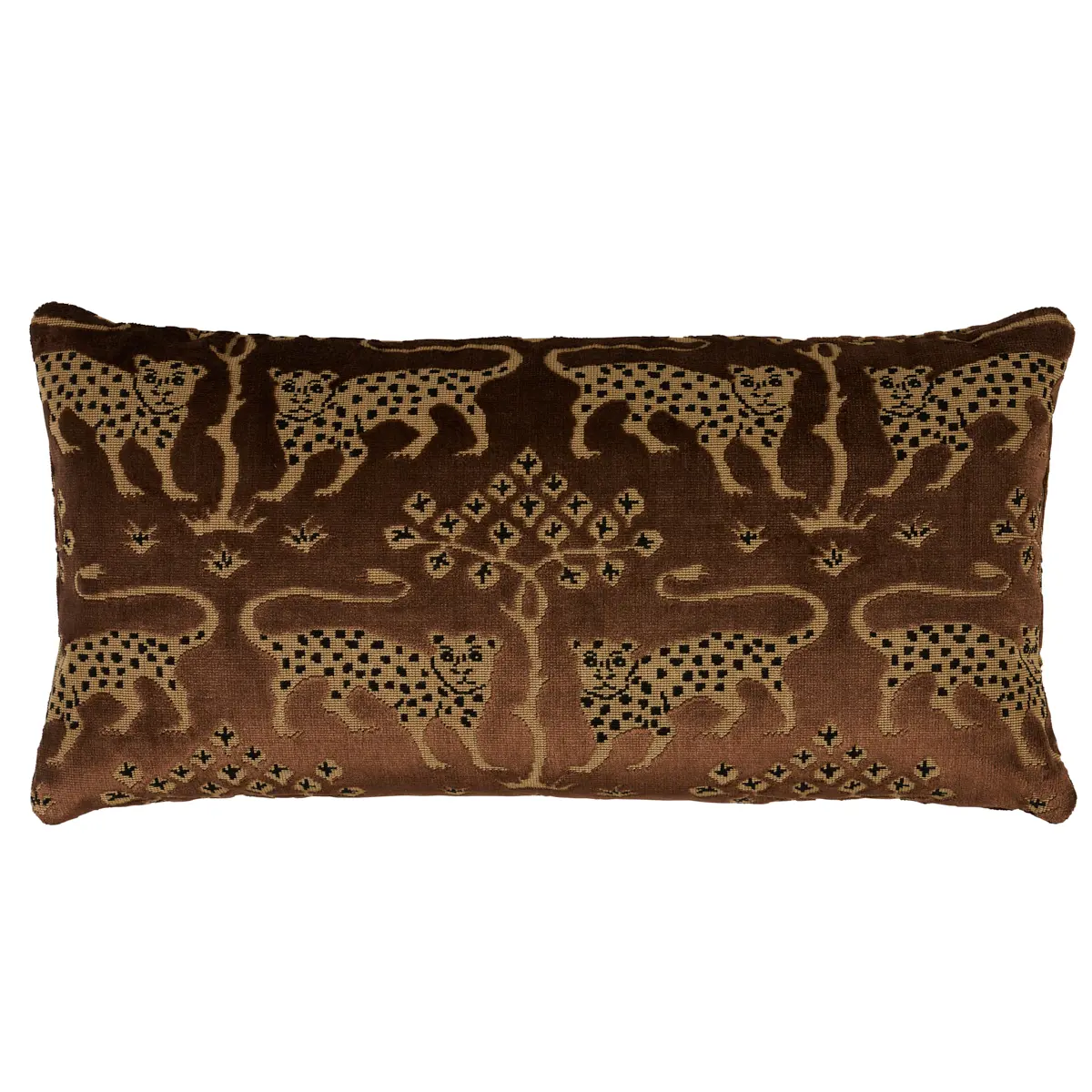 Woodland Leopard Velvet Pillow_ SEPIA