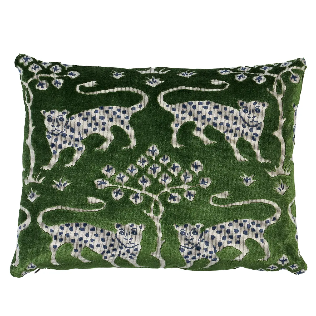 Woodland Leopard Velvet Pillow_ EMERALD
