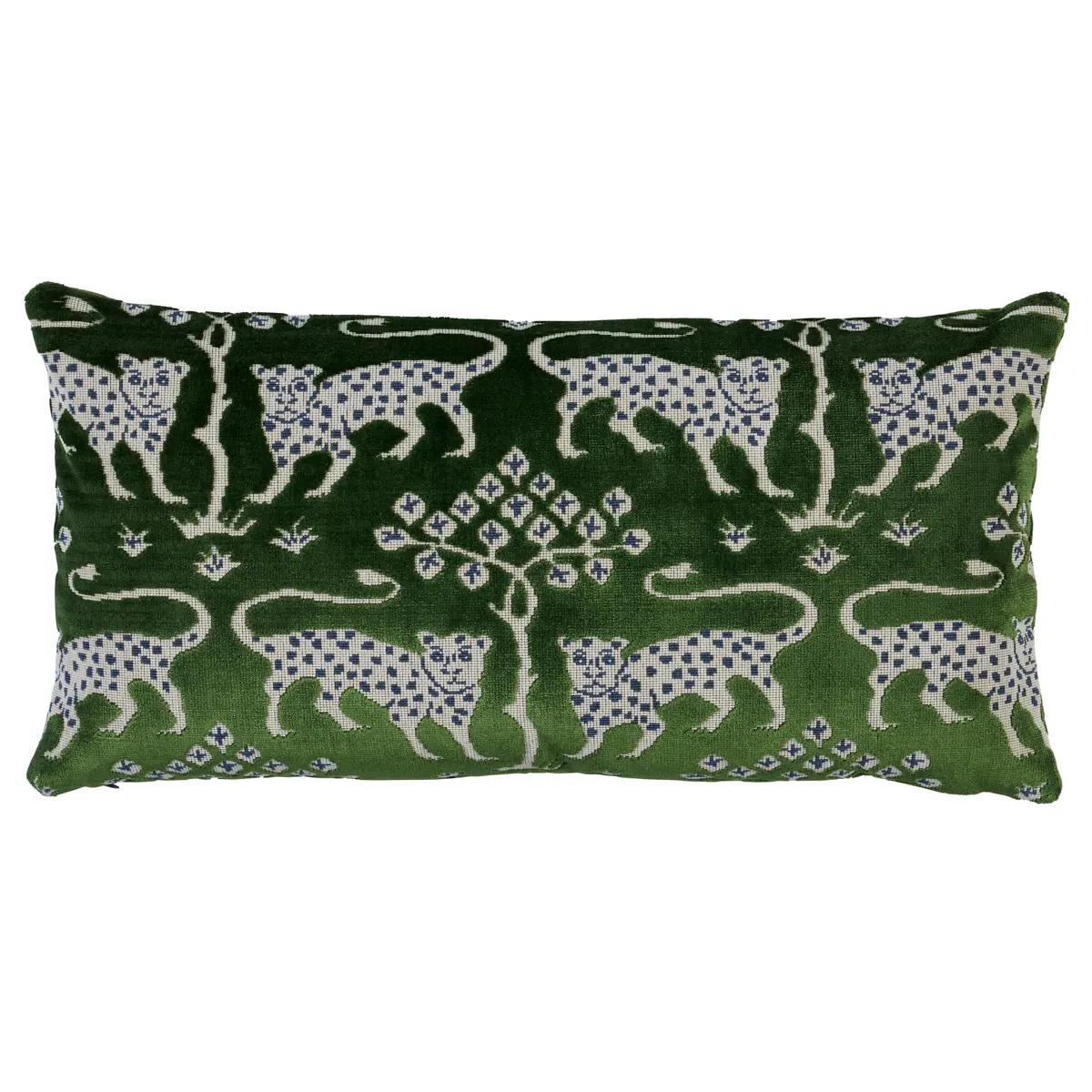 Woodland Leopard Velvet Pillow_ EMERALD