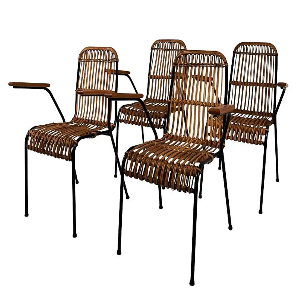 SET OF 4 RATTAN GARDEN CHAIRS_ 