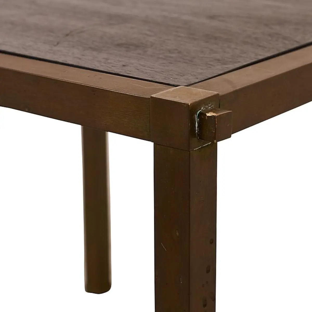 BRASS AND WOOD SIDE TABLES_ 