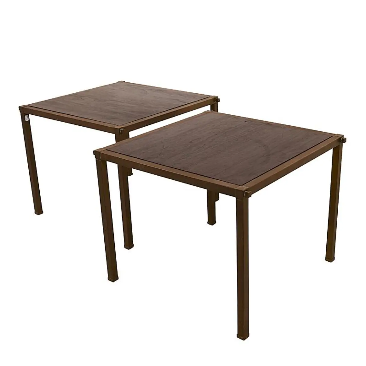 BRASS AND WOOD SIDE TABLES_ 