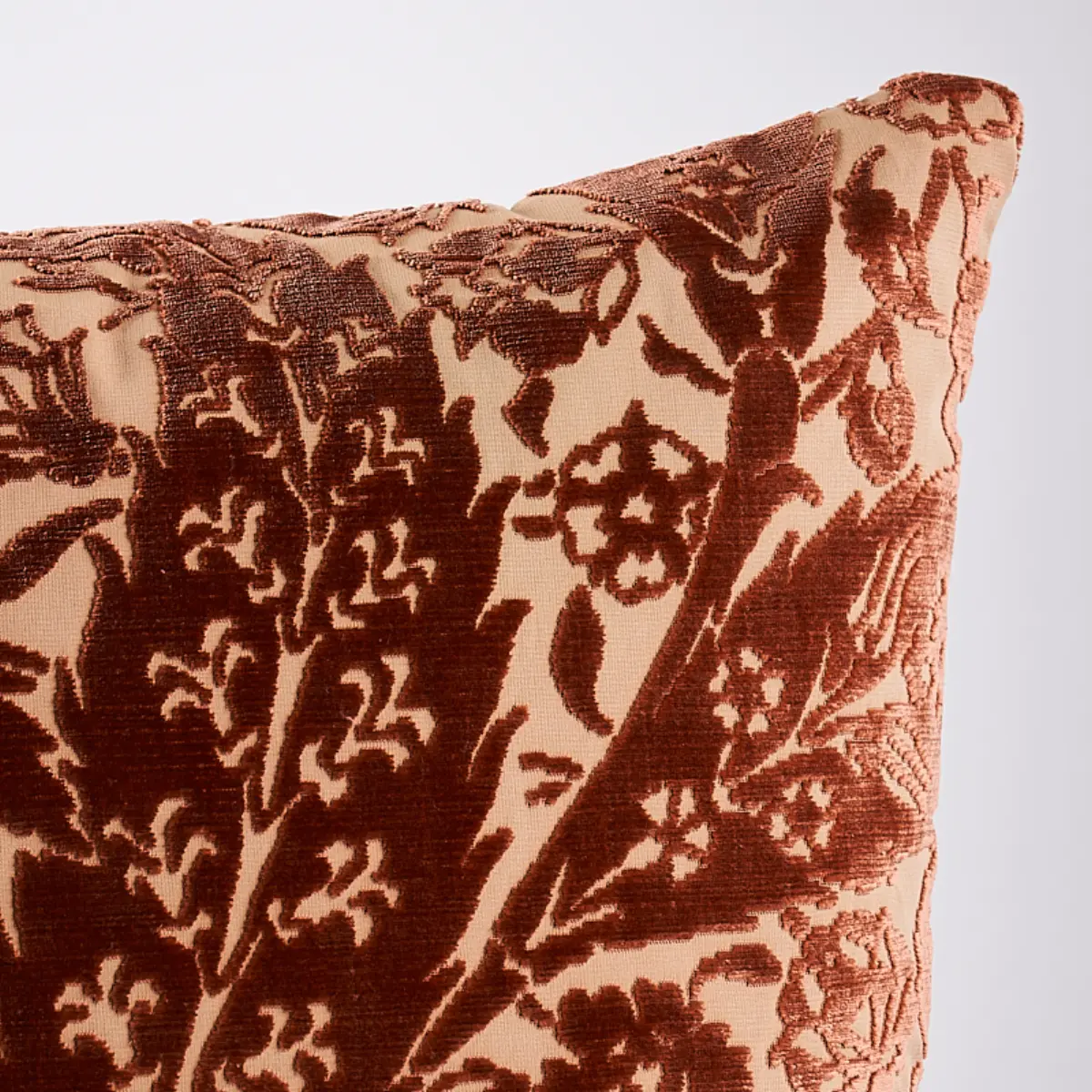 Saz Paisley Velvet Pillow_ TERRACOTTA