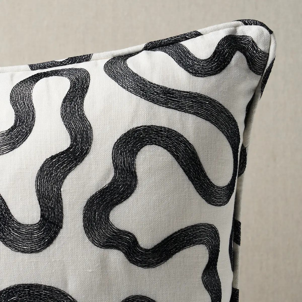 Riley Pillow_ BLACK ON IVORY