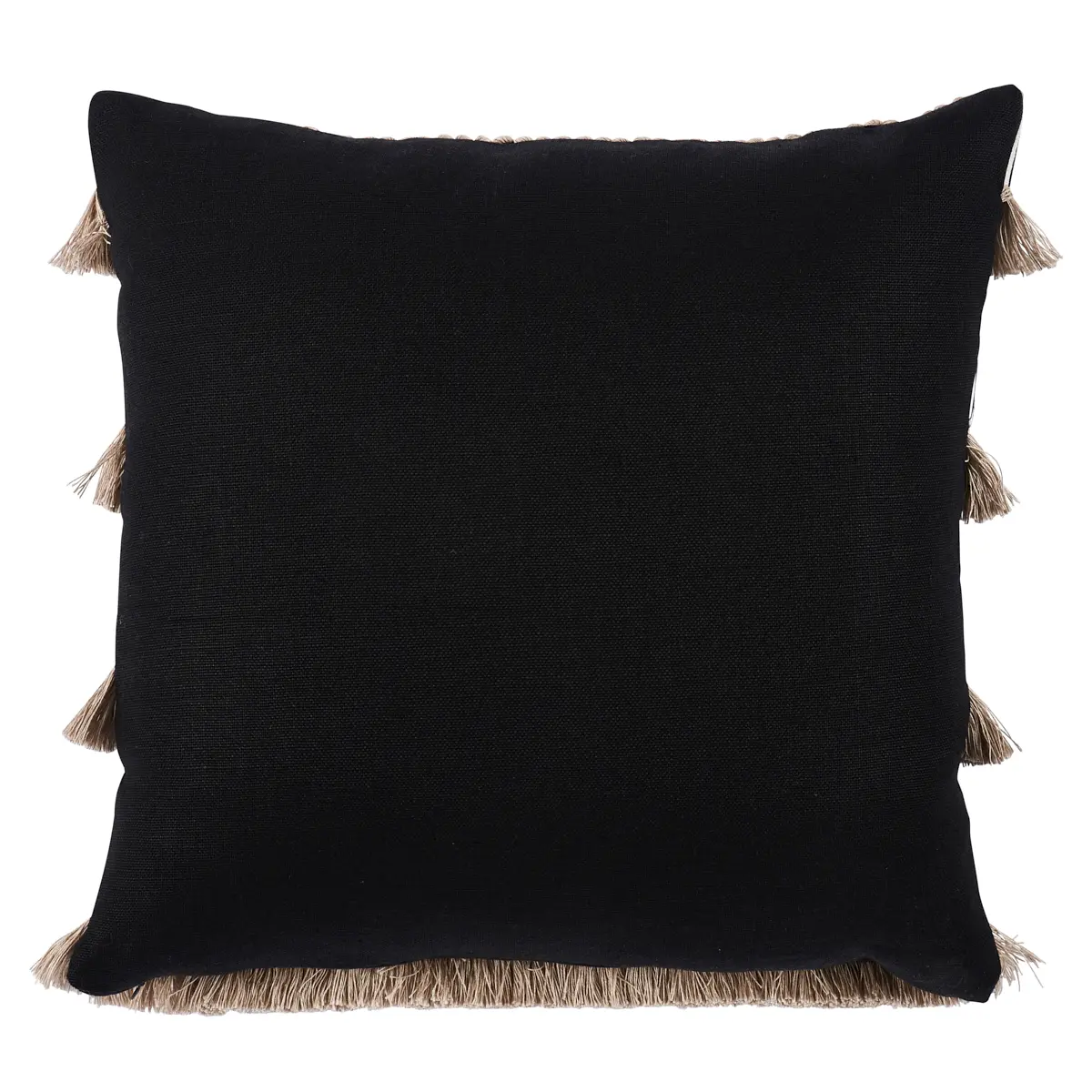 Graphic Fringe Pillow_ BLACK