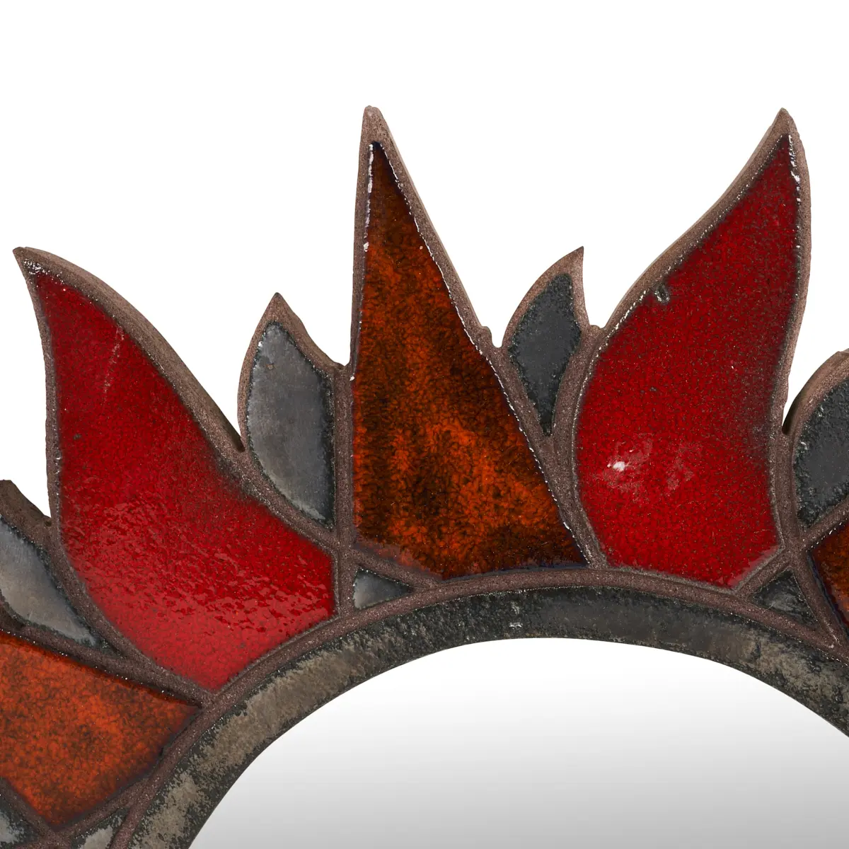 French Ceramic Sunburst Mirror_ RED