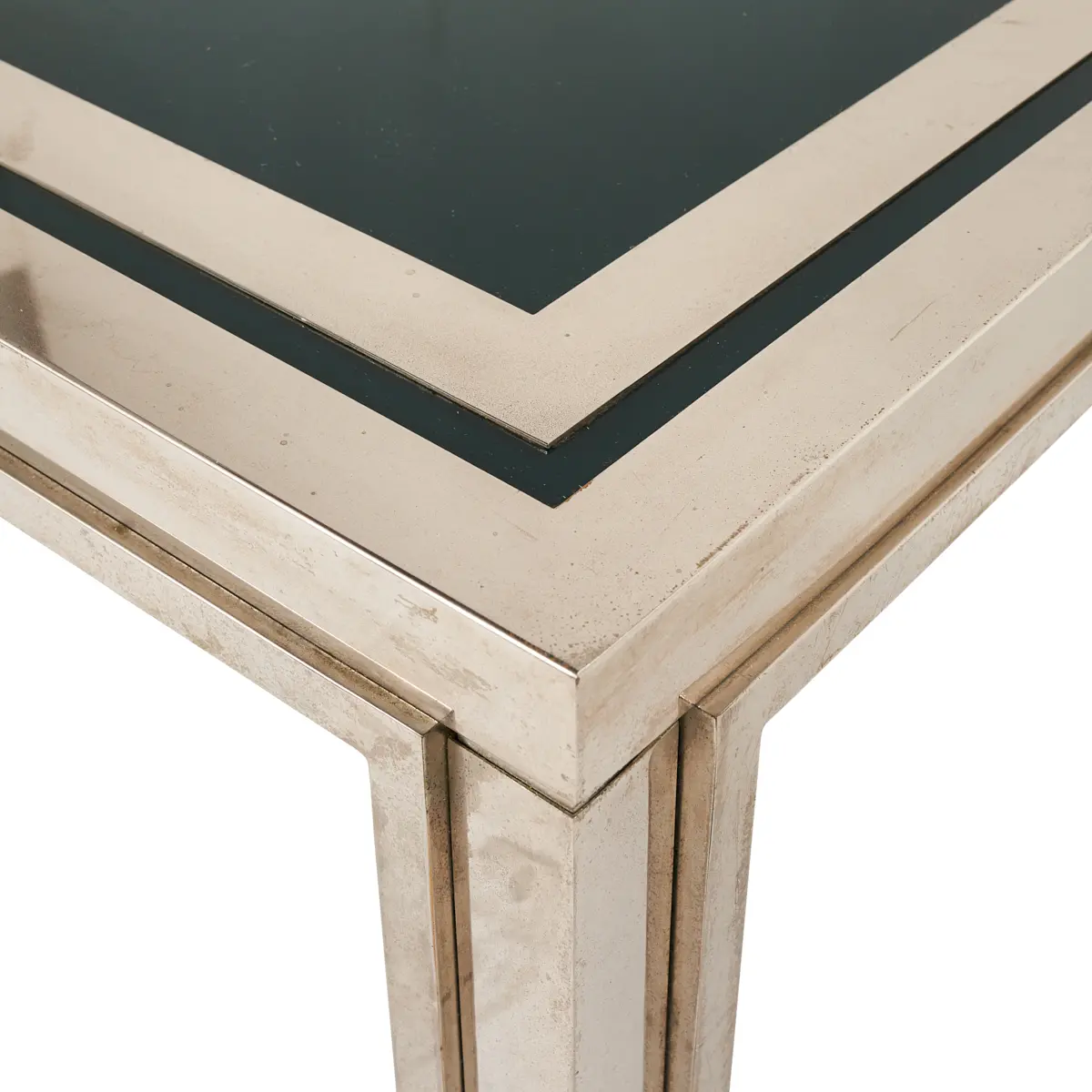 1970s Glamorous Side Table, France_ CHROME & BLACK