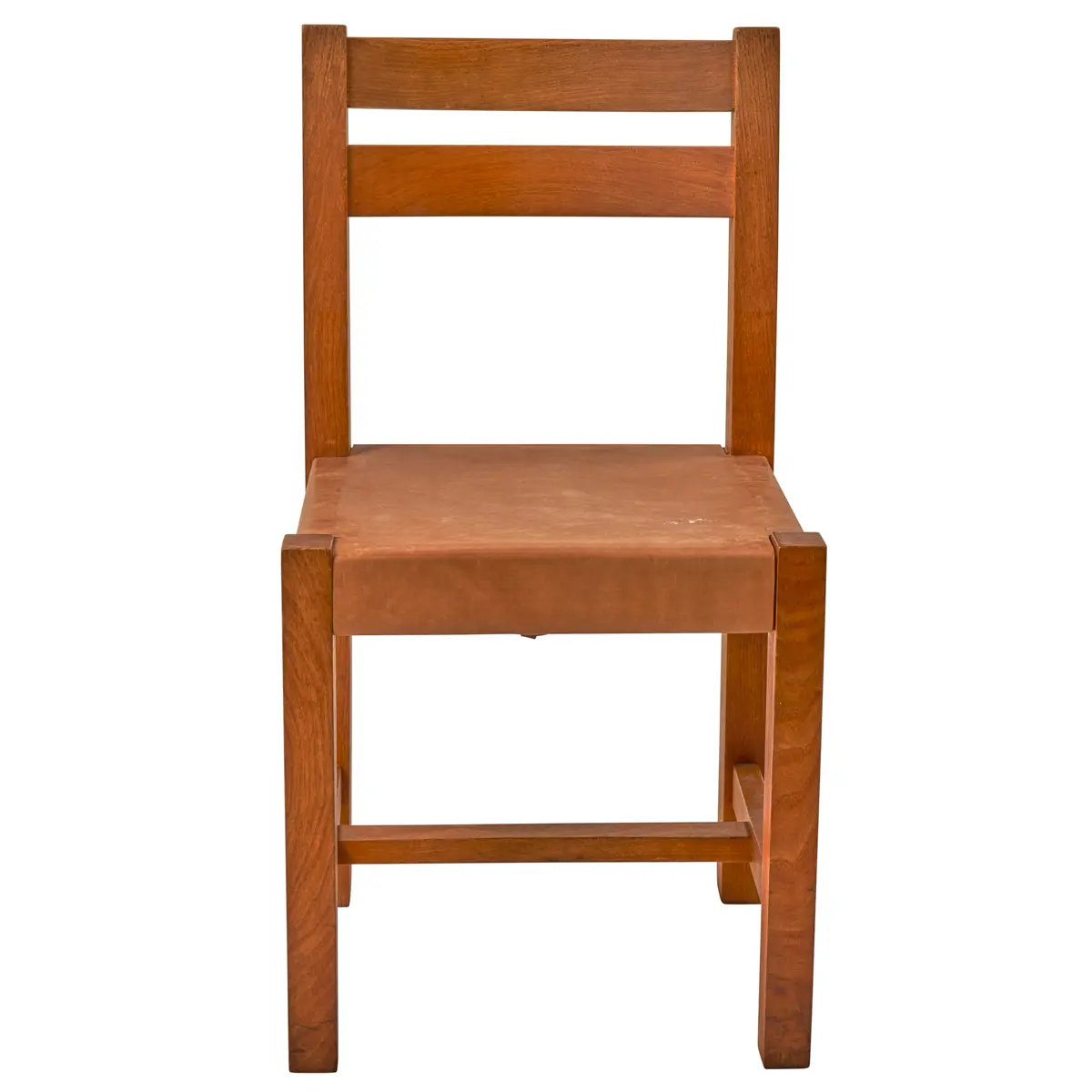 1980s Wood & Leather Chairs, Pair_ 