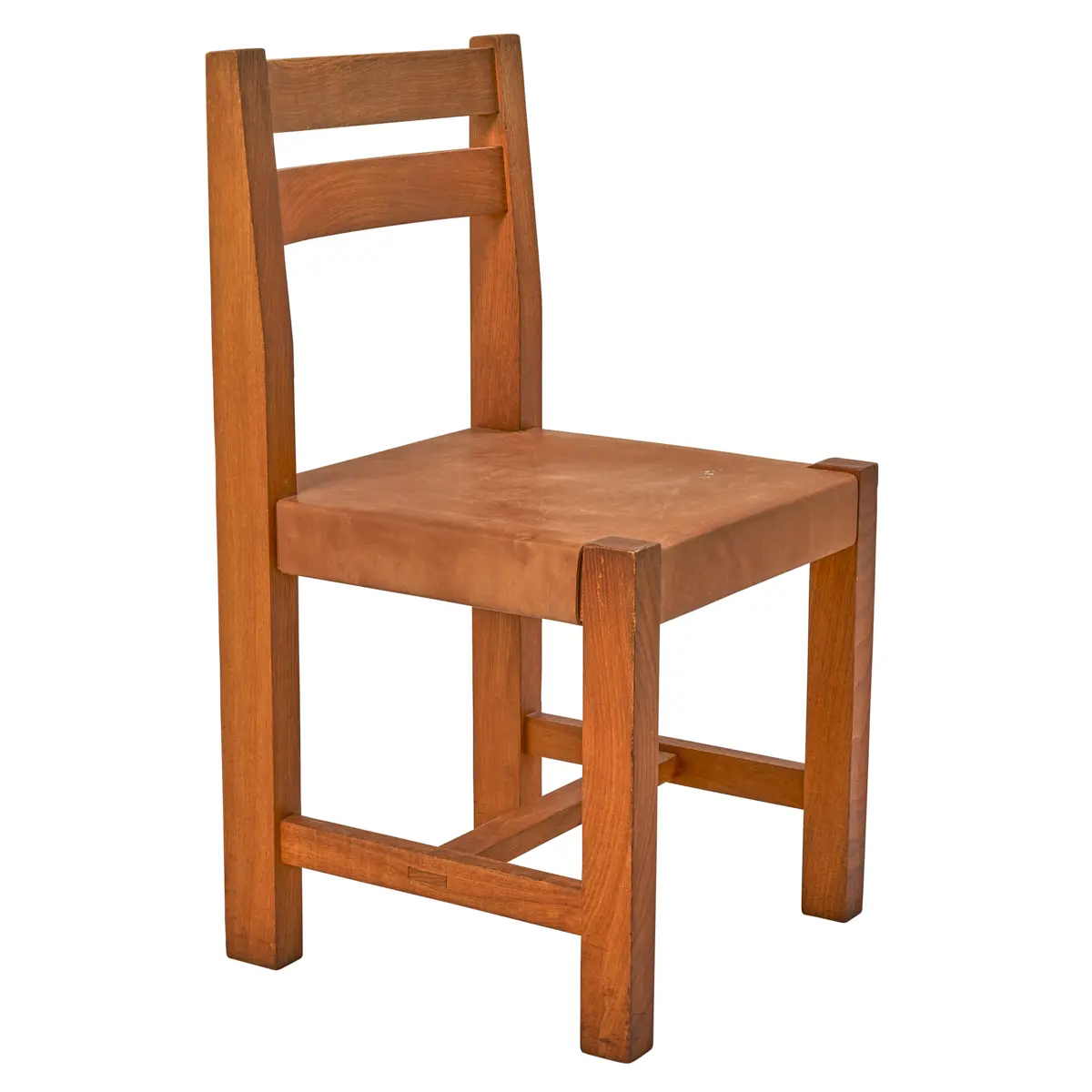 1980s Wood & Leather Chairs, Pair_ 
