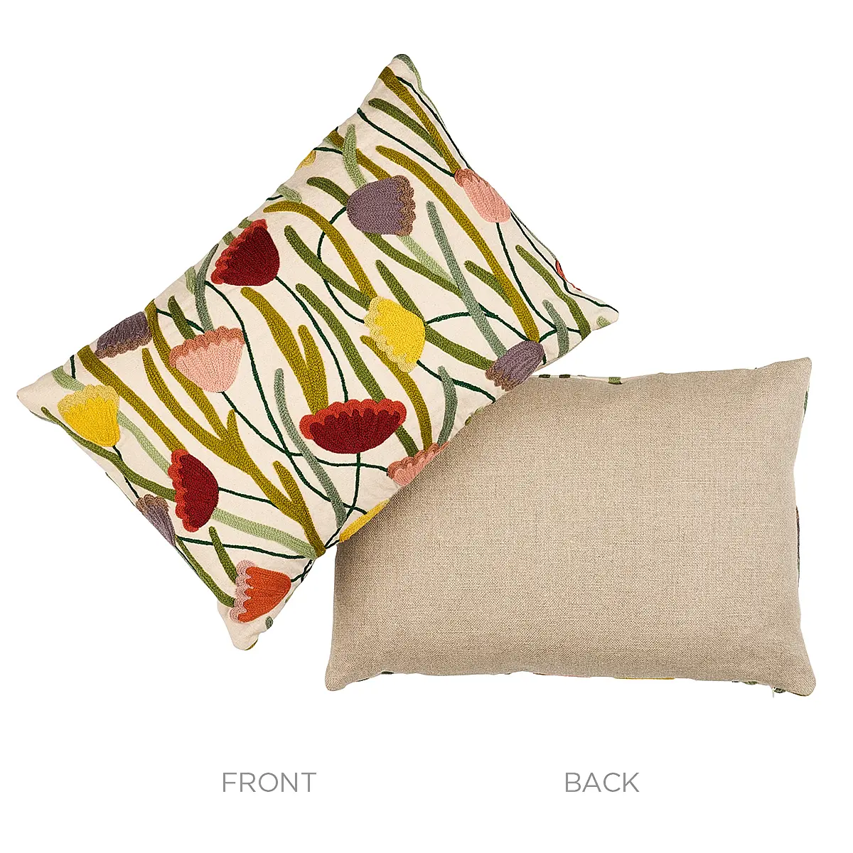 Deco Flower Embroidery Pillow_ MULTI
