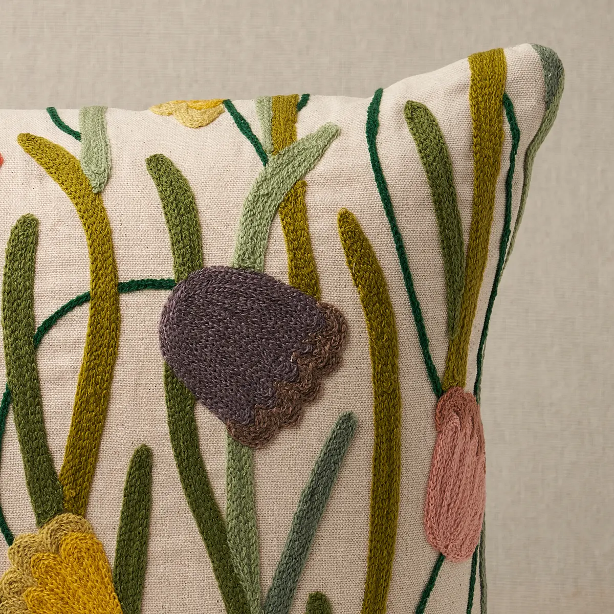Deco Flower Embroidery Pillow_ MULTI