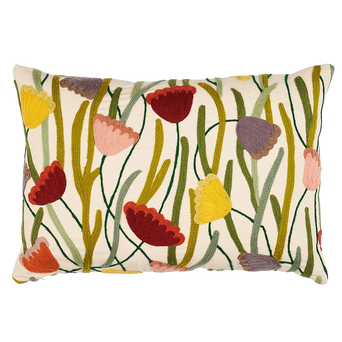 Deco Flower Embroidery Pillow_ MULTI
