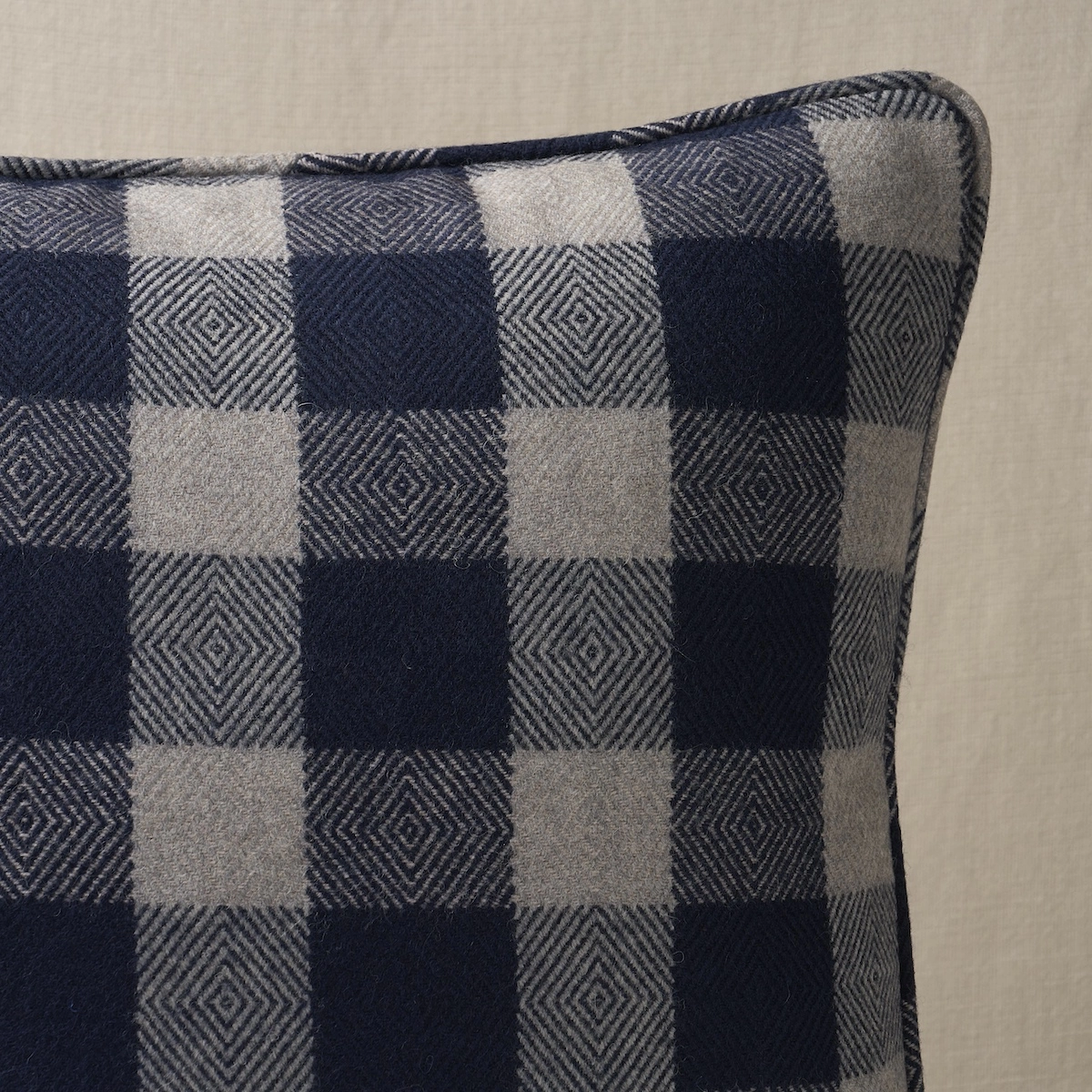 Galt Wool Check Pillow_ INDIGO