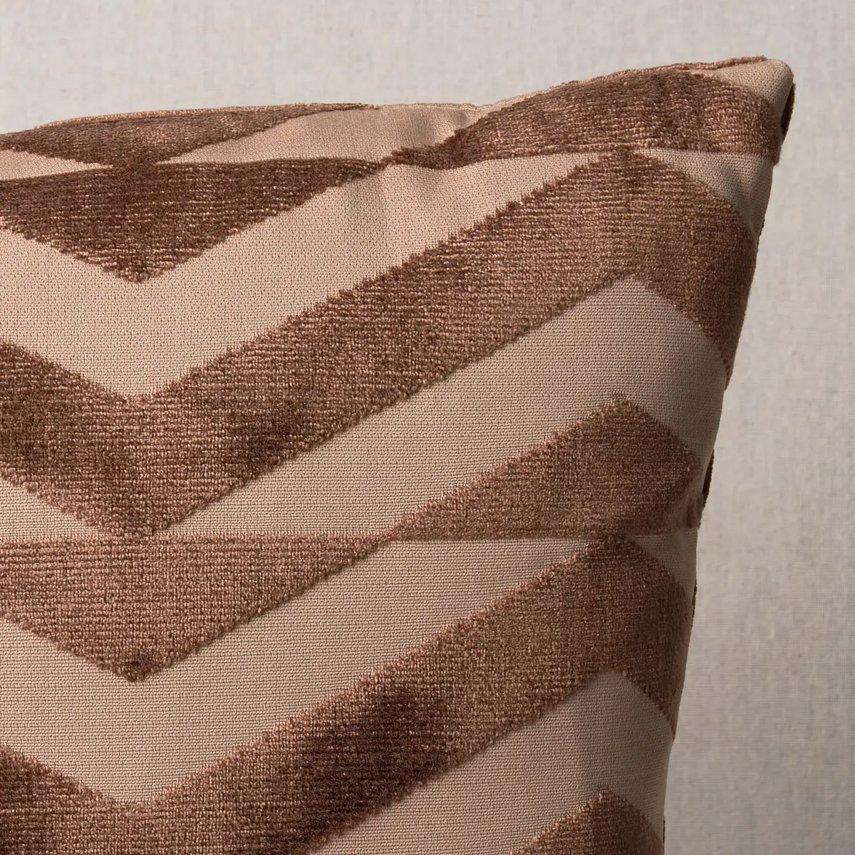 Broken Chevron Pillow_ BROWN ON CAMEL