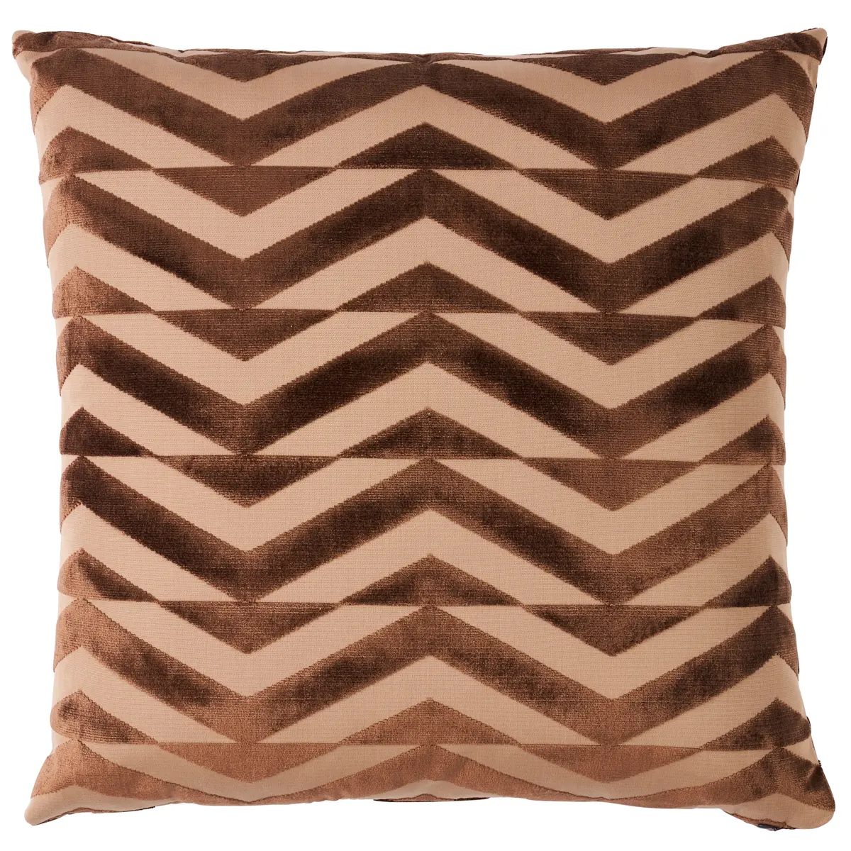 Broken Chevron Pillow_ BROWN ON CAMEL