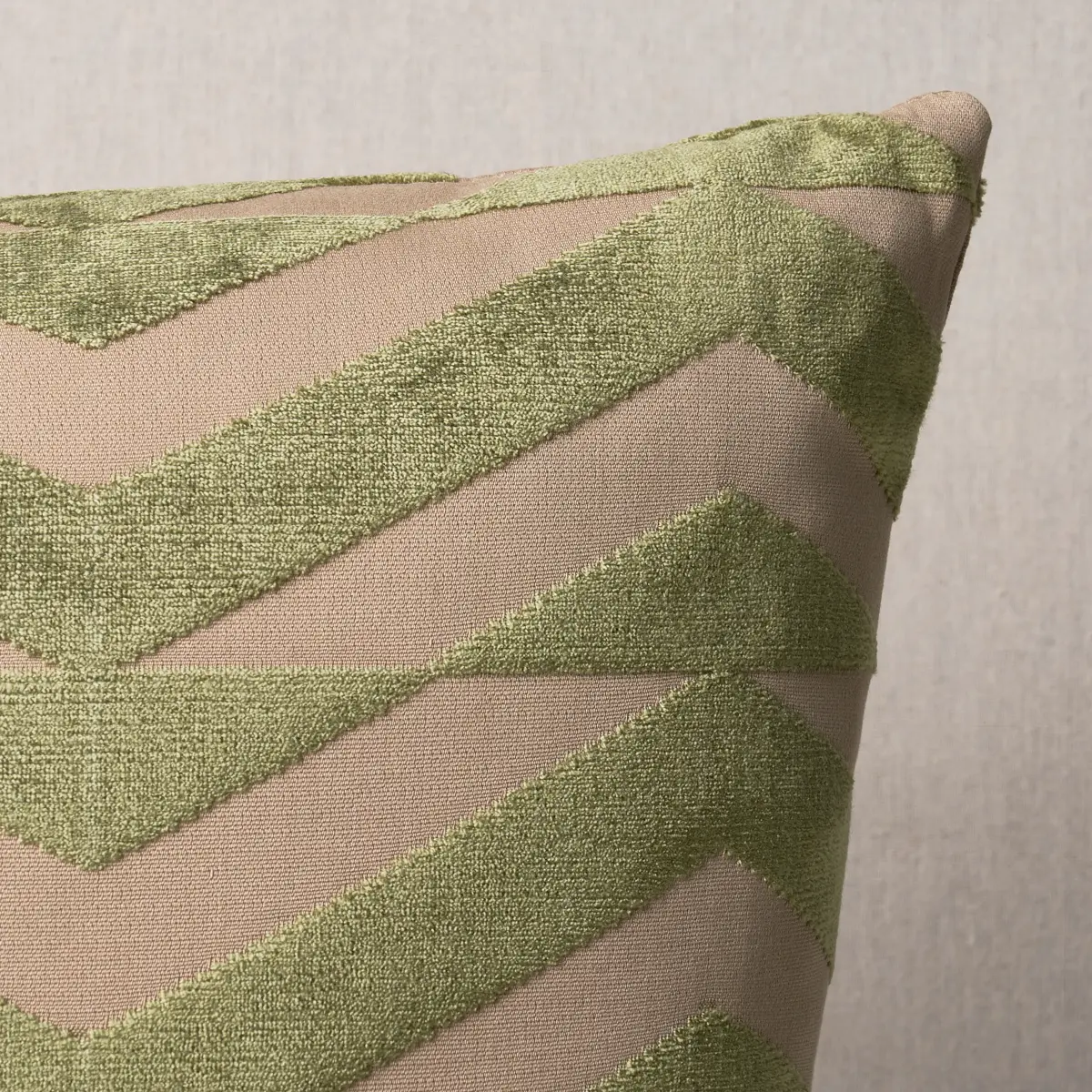 Broken Chevron Pillow_ OLIVE ON KHAKI