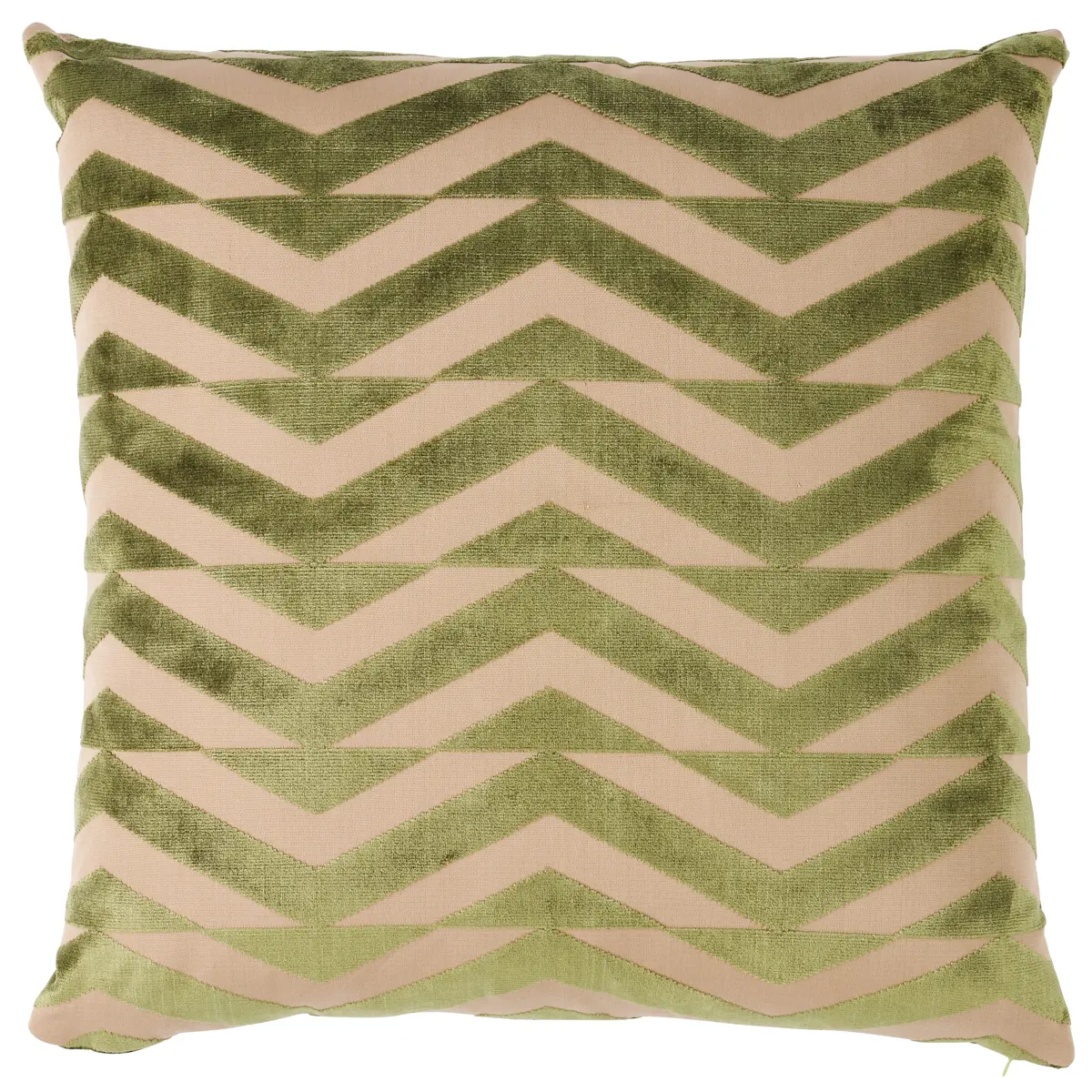Broken Chevron Pillow_ OLIVE ON KHAKI