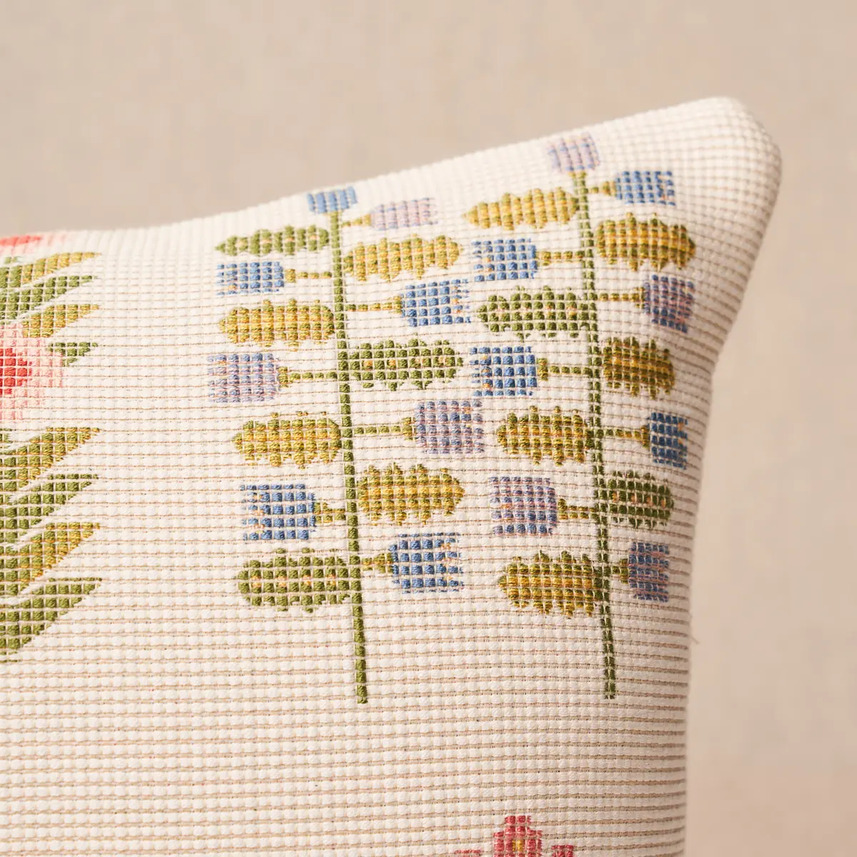 Annika Floral Tapestry Pillow_ MULTI ON IVORY