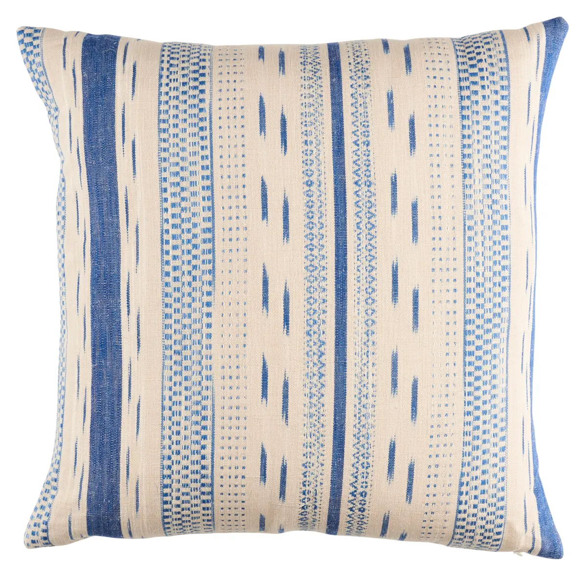 Mirza Ikat Stripe Pillow_ BLUE ON NATURAL