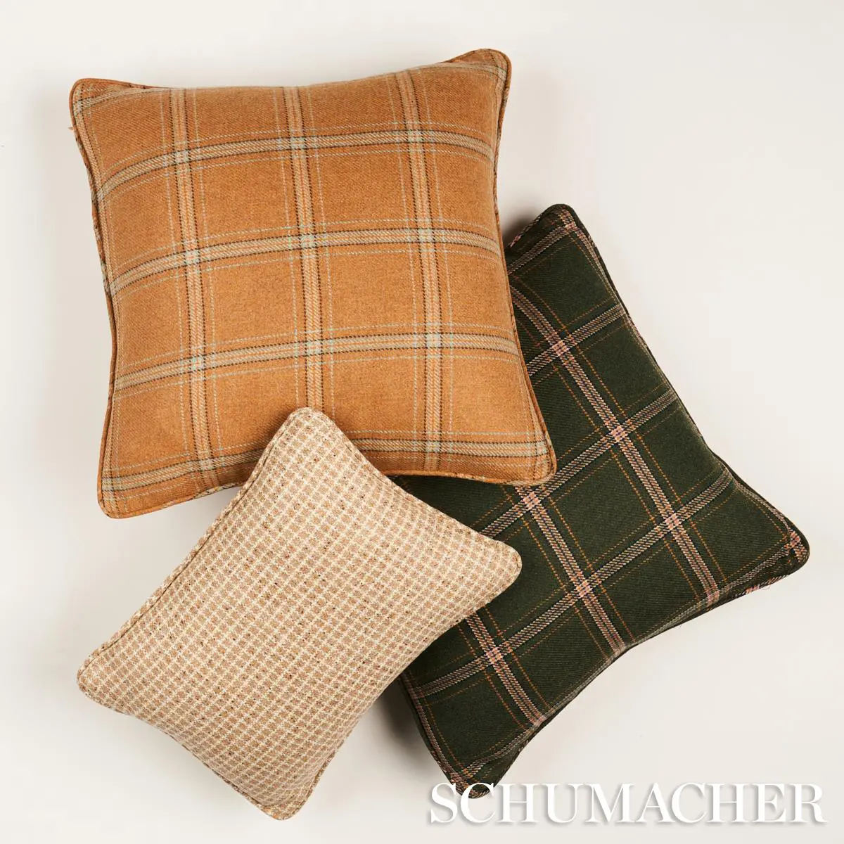 Hudson Wool Check Pillow_ CAMEL