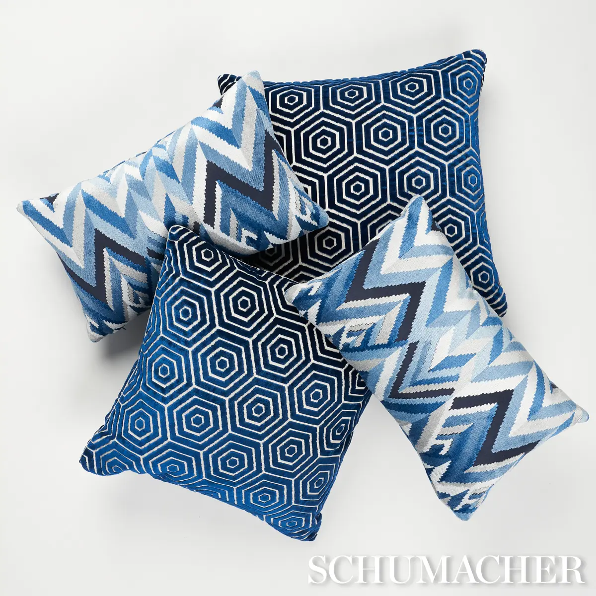 Bees Knees Cut Velvet Pillow_ BLUE