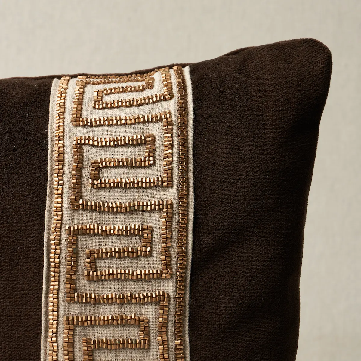 Delphi Beaded Tape Pillow_ ESPRESSO