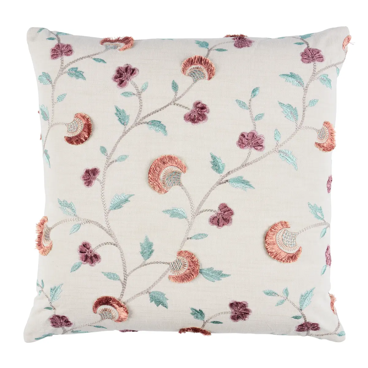 Iyla Embroidery Pillow_ ROSE & NATURAL