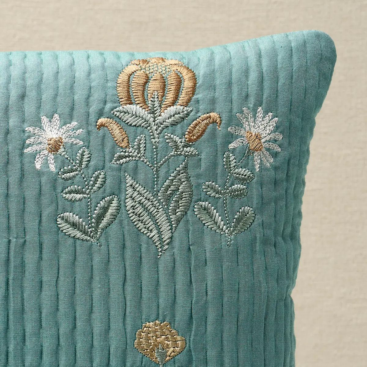 Elmslie Embroidery Pillow_ TEAL