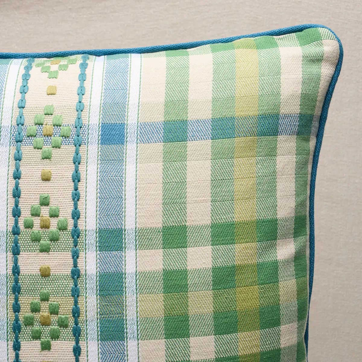 Hutton Check Pillow_ LEAF