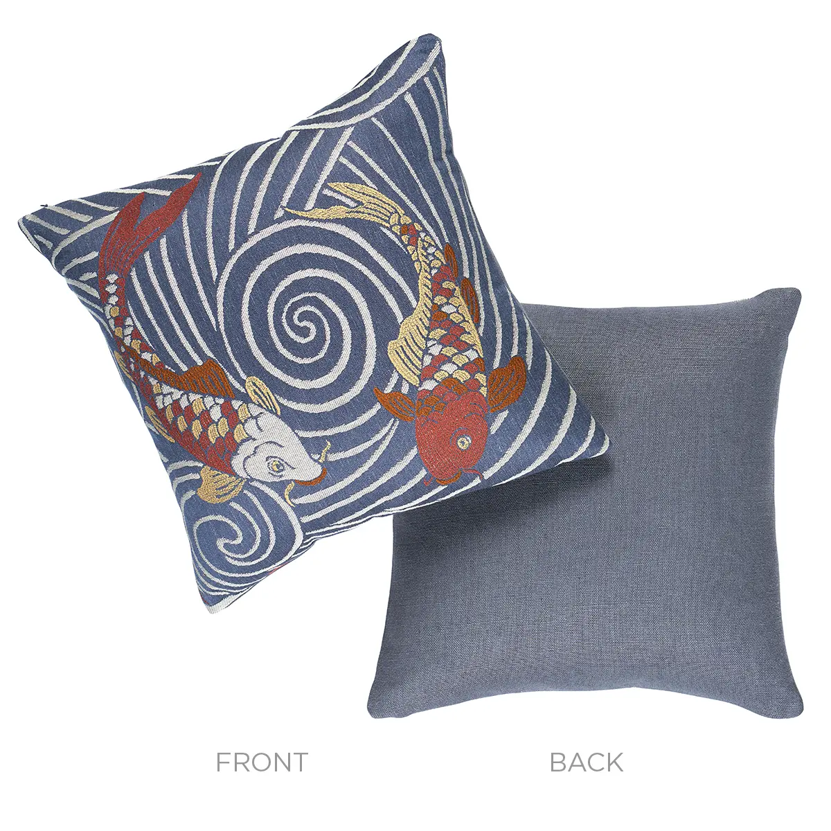 Koi Fish Pillow_ INDIGO