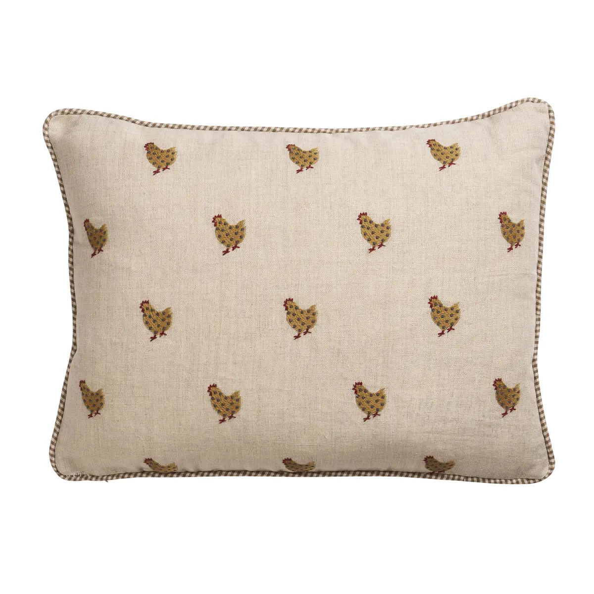 Betsy's Chicken Embroidery Pillow_ NATURAL