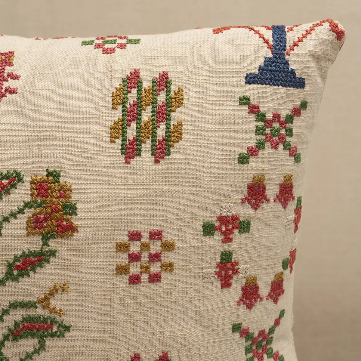 Fairview Cross Stitch Pillow_ MULTI