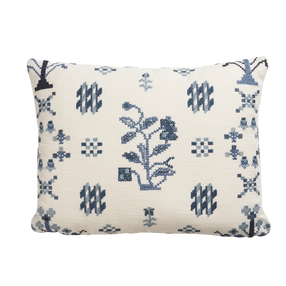 Fairview Cross Stitch Pillow_ INDIGO